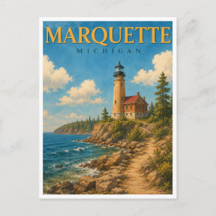 Carte Postale Marquette Michigan Phare du port GeoSaga