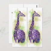 Carte Postale Marqueurs de livres de Giraffe d'aquarelle (Devant / Derrière)