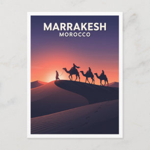 Carte Postale Marrakech — Caravane silhouettée à l'heure bleue M