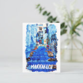 Carte Postale Marrakech coloré Architecture aquarelle Maroc (Debout devant)
