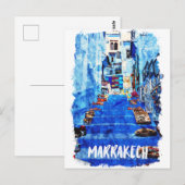Carte Postale Marrakech coloré Architecture aquarelle Maroc (Devant / Derrière)