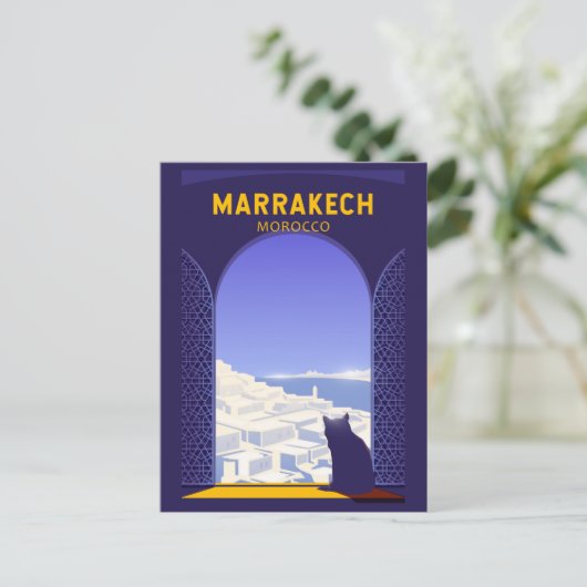 Carte Postale Marrakech Maroc Cat Retro (Debout devant)
