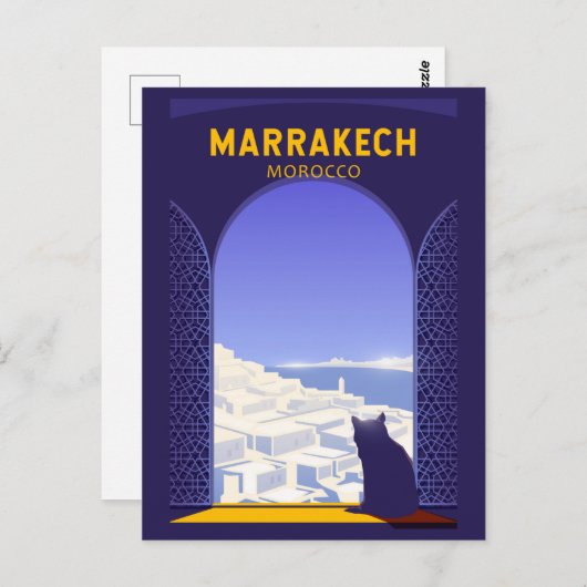 Carte Postale Marrakech Maroc Cat Retro (Devant / Derrière)