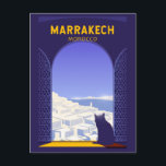 Carte Postale Marrakech Maroc Cat Retro<br><div class="desc">Design de voyage rétro de Marrakech dans un style rétro.</div>