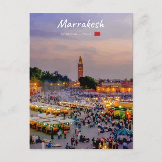 Carte Postale Marrakech, Maroc - Place Jemaa el Fnaa (Devant)