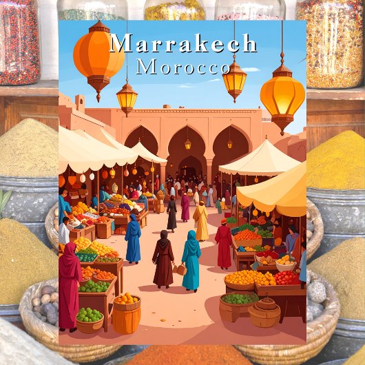 Carte Postale Marrakech Maroc Souk et Marché Voyage