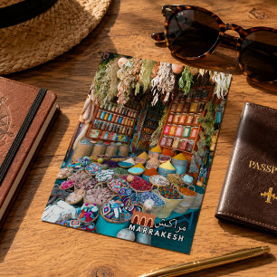 Carte Postale Marrakech Medina Colorée Épices Boutique