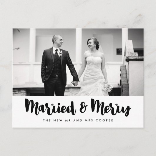 Carte Postale Married and Merry Christmas holiday photo (Devant)