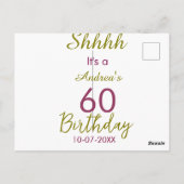 Carte Postale Marron doré chut 60e anniversaire nom simple gras (Dos)