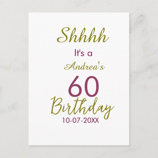 Carte Postale Marron doré chut 60e anniversaire nom simple gras (Devant)