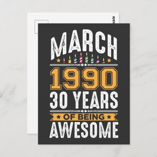 Carte Postale Mars 1990 30 Ans 30e Anniversaire (Devant / Derrière)