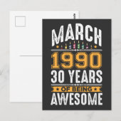 Carte Postale Mars 1990 30 Ans Fête d'anniversaire 30 ans (Devant / Derrière)