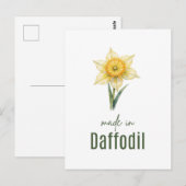 Carte Postale Mars Daffodil Fleur de Naissance Art Mural Aquarel (Devant / Derrière)