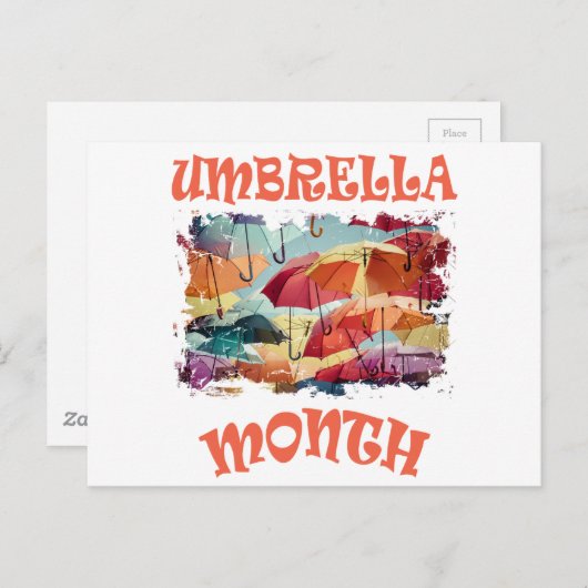 Carte Postale Mars - Mois des parapluies - Jour d'appréciation (Devant / Derrière)