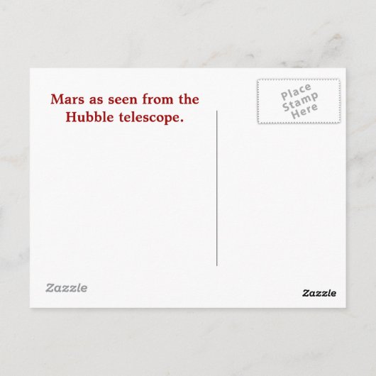 Carte Postale Mars, salutations de Mars (Dos)