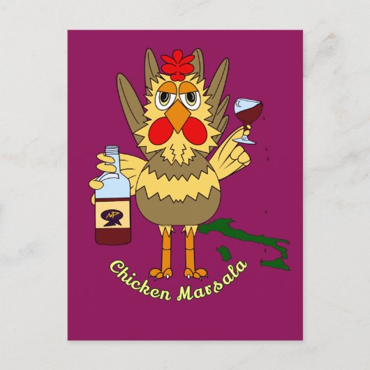 Carte Postale Marsala de poulet ~ Drôle poulet (Devant)