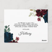 Carte Postale Marsala & Fleurs Navy Proposition Demoiselle d'Hon (Dos)