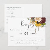 Carte Postale Marsala Roses Sunflowers Budget Mariage pas cher (Devant / Derrière)