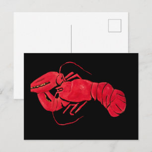 Carte Postale Marsden Hartley Homard rouge vintage sur fond noir