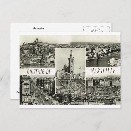 Carte Postale Marseille, début du multiview (Devant / Derrière)