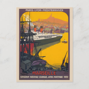Carte Postale Marseille France Poster vintage 1922