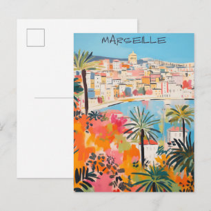 Carte Postale Marseille France Voyage Ville Peinture Esthétique