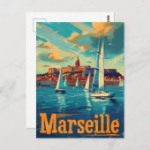 Carte Postale Marseille Sunshine : Bliss à voile Méditerranée (Devant / Derrière)