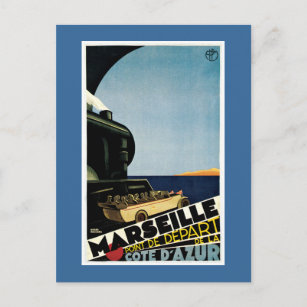 Carte Postale Marseille Vintage Français Travel Poster