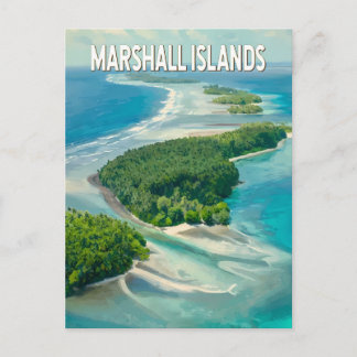 Carte Postale Marshall Islands Illustration Travel Art Vintage