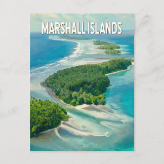 Carte Postale Marshall Islands Illustration Travel Art Vintage