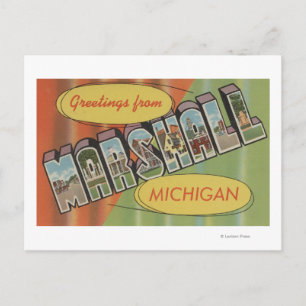 Carte Postale Marshall, Michigan - Scènes de grandes lettres