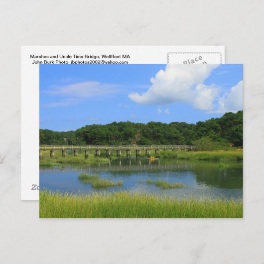 Carte Postale Marshes et oncle Tim's Bridge, Wellfleet MA (Devant / Derrière)