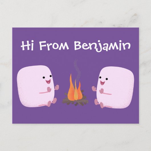 Carte Postale Marshmallows mignons roses par dessin animé sur le (Devant)