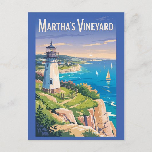 Carte Postale Martha’s Vineyard Massachusetts Lighthouse Travel (Devant)