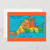 Carte Postale Martha's Vineyard Island Map Postcard (Devant / Derrière)