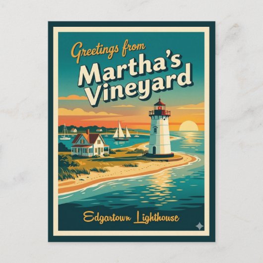 Carte Postale Martha's Vineyard MA, phare d'Edgartown (Devant)
