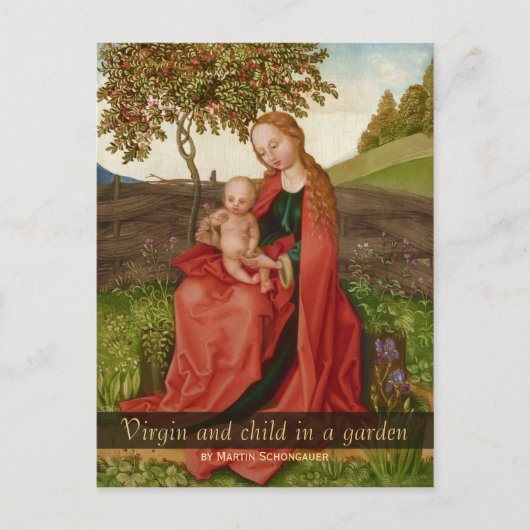 Carte Postale Martin Schongauer La vierge et l'enfant dans le ja (Devant)