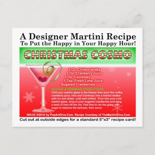 Carte postale Martini Cosmopolite de Noël Recette (Devant)