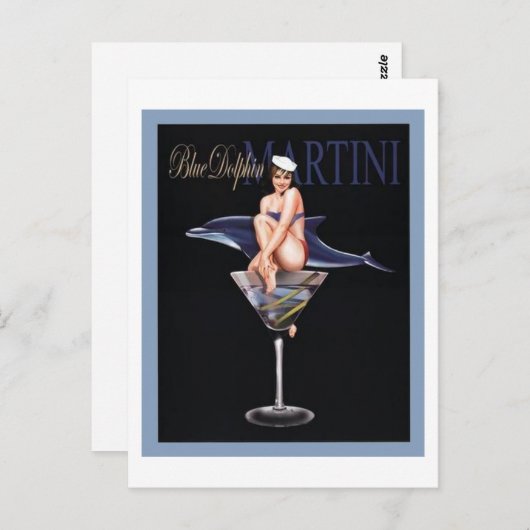 Carte Postale Martini dauphin bleu (Devant / Derrière)