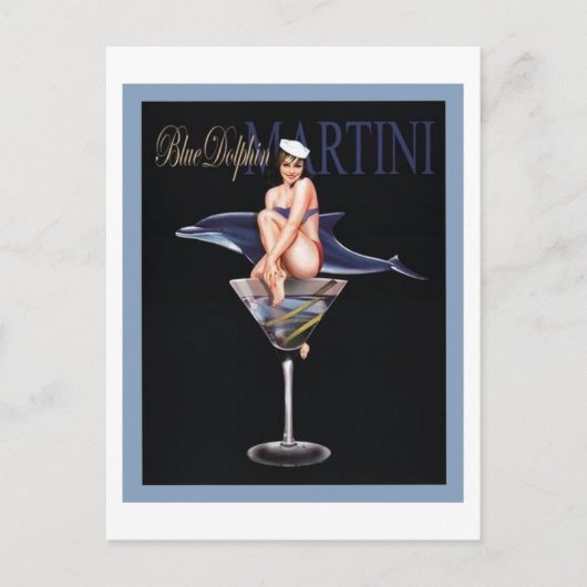 Carte Postale Martini dauphin bleu (Devant)