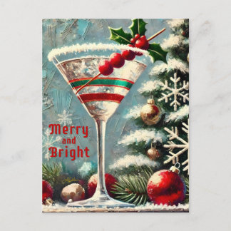 Carte Postale Martini de Noël Retro les années 50 Cranberry