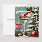 Carte Postale Martini de Noël Retro les années 50 Cranberry (Devant / Derrière)