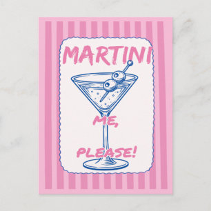 Carte Postale Martini Me Please Retro Cocktail Rose