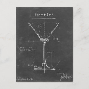 Carte Postale Martini noir et blanc Plan directeur