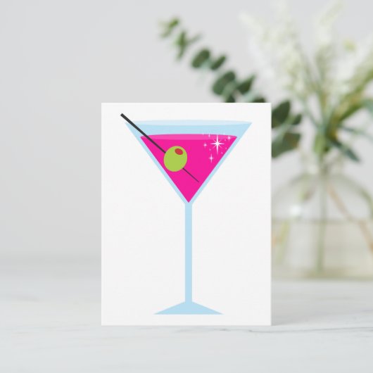 Carte Postale Martini rose (Debout devant)