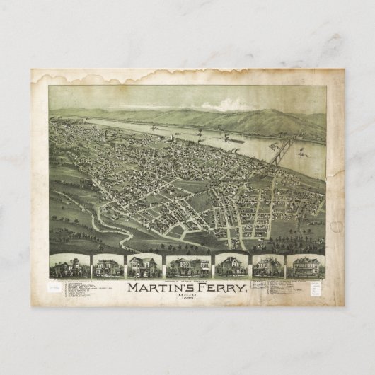 Carte Postale Martin's Ferry Ohio par Thaddeus Fowler (1899) (Devant)