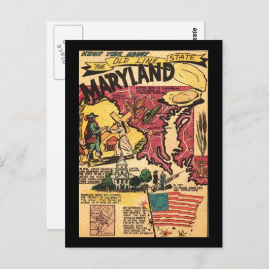 Carte Postale Martland L'État Old Line (Devant / Derrière)