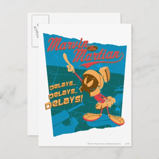 Carte Postale MARVIN THE MARTIAN™ Retards...Retards...Retards ! (Devant / Derrière)