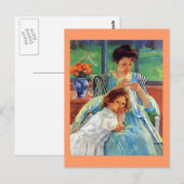 Carte Postale Mary Cassatt art : Jeune mère, peinture de Cassatt (Devant / Derrière)