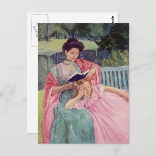 Carte Postale Mary Cassatt-Auguste Lecture de sa fille (Devant / Derrière)
